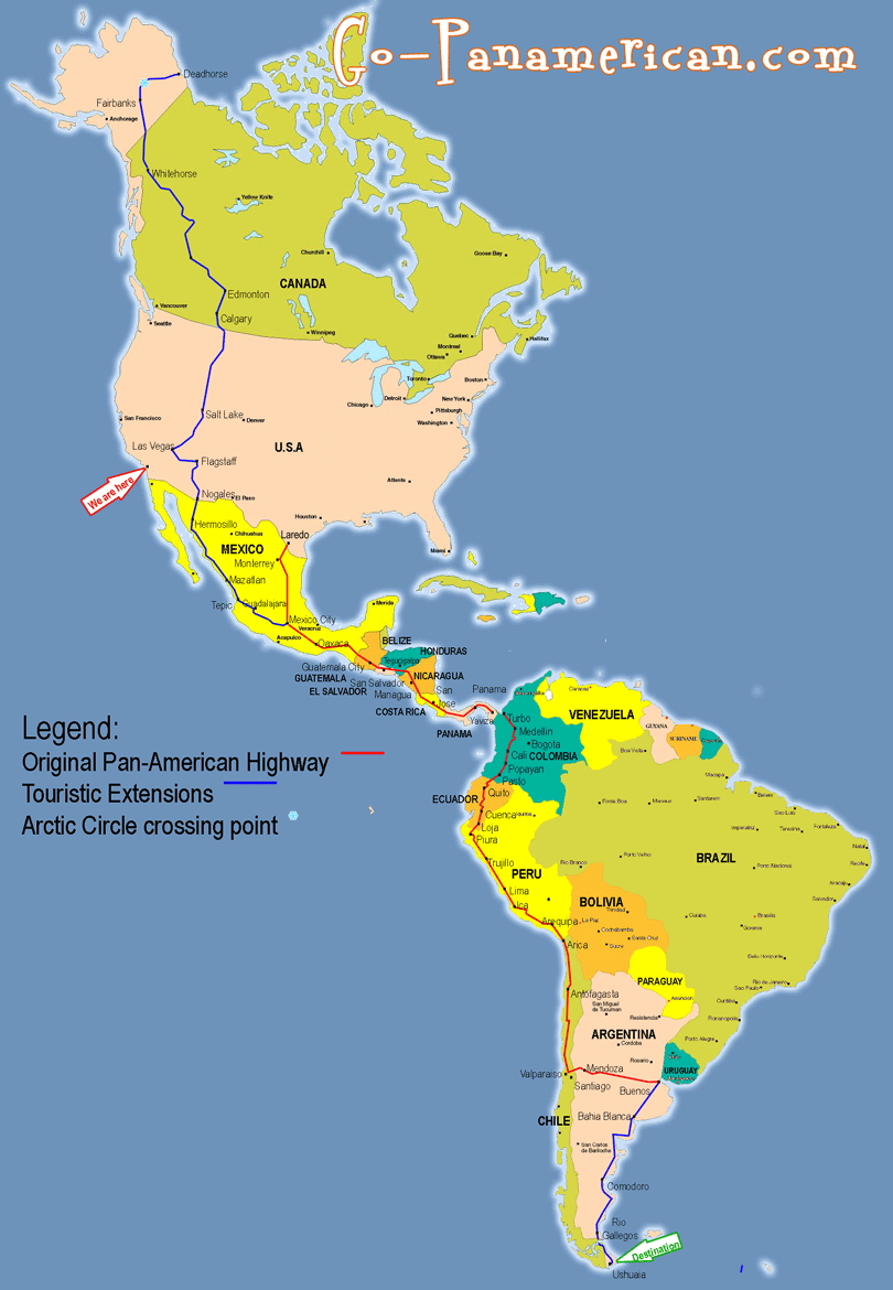 The Pan-American highway map